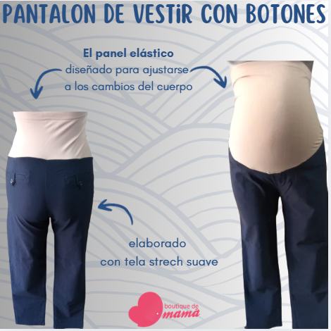 Pantalon de Vestir Azul con Botones